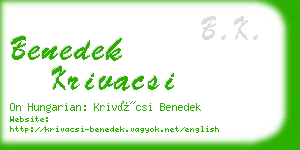 benedek krivacsi business card